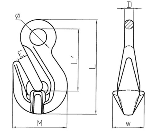 Schéma du crochet raccourcisseur à œil GH POWERTEX