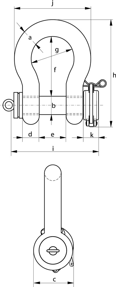 Schéma de la manille ROV de largage à pince P-5365