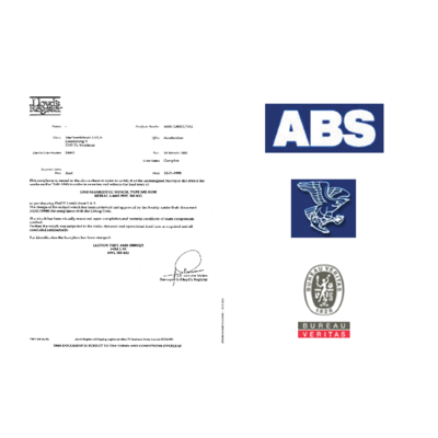 Classification certificates of LR, BV, ABS, GL, DNV, etc.